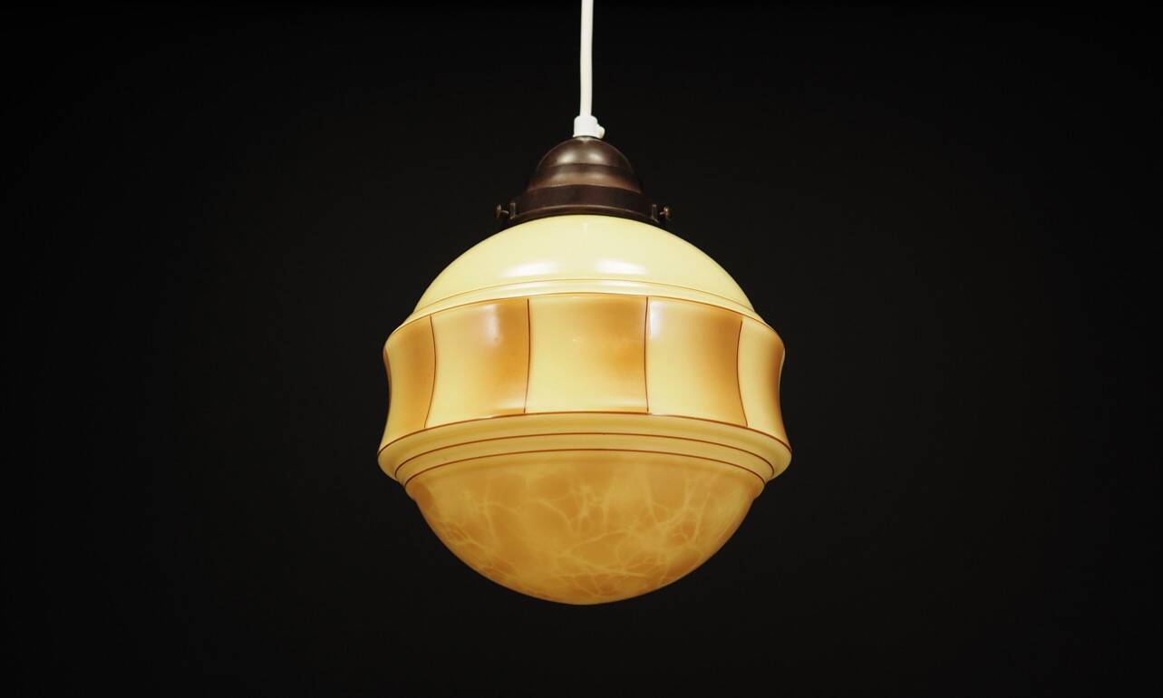 Glass pendant lamp, Danish design, 1970s, production: Denmark