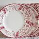 Longwy 6 dinner plates model Rambouillet pink flowers on cream background