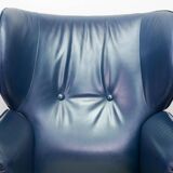 Wittmann Petrol Soft Leather Wing Chair Designed Model Aura  by Paolo Piva