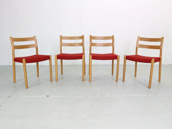 4 chaises modèle 84 de Niels Otto Moller pour Højbjerg, Danemark années 1970
