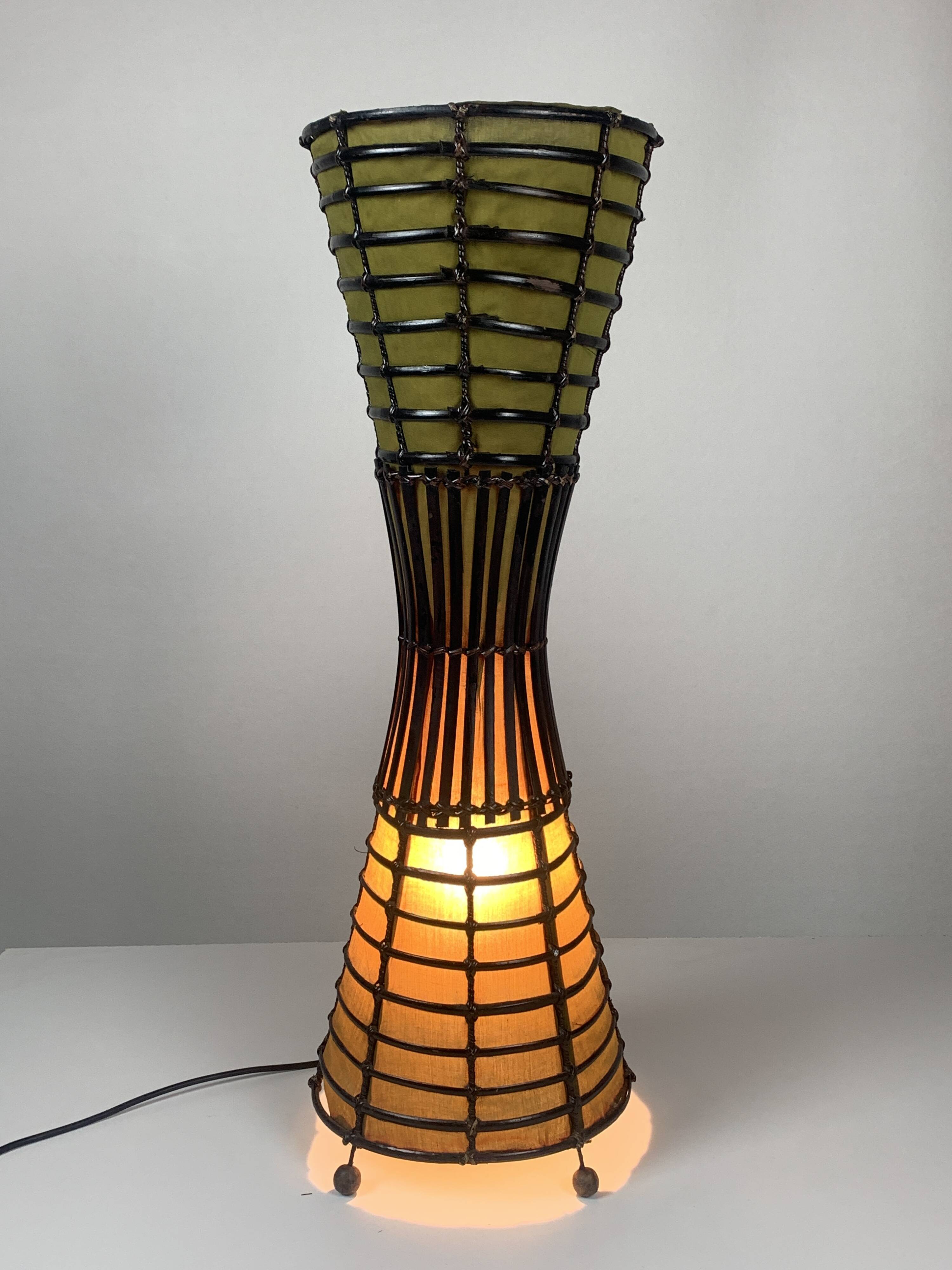 Bamboo and fabric floor lamp