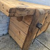 Old two-door fir workshop workbench