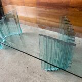 Blue tinted glass coffee table an80