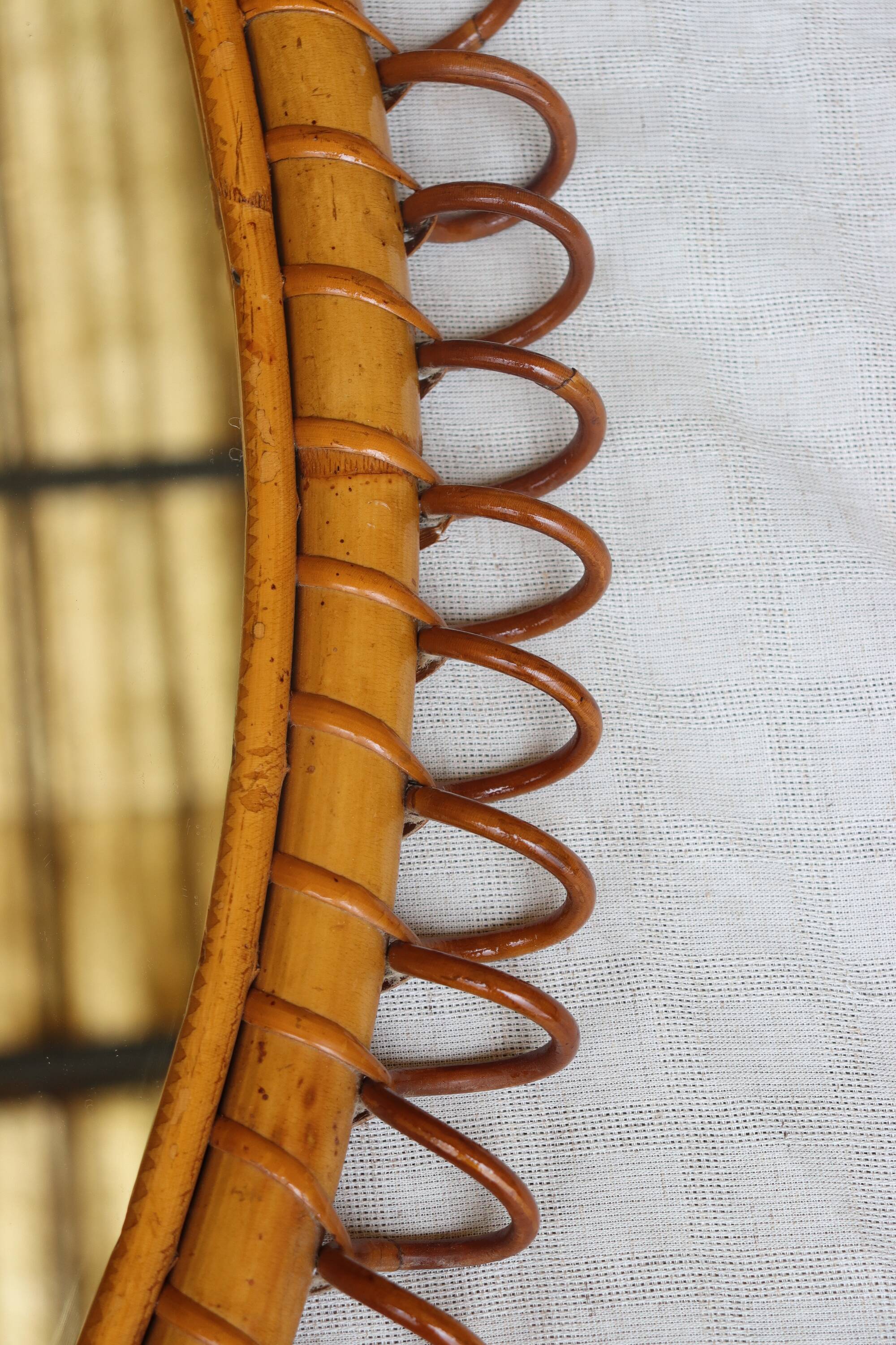 Italian rattan mirror 60's