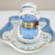 Double antique inkwells in hand-painted porcelain, nineteenth century