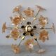 Murano Vintage Ceiling Light Orange Iridescent Flowers, 1970s