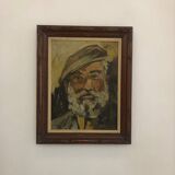 Oil on panel portrait of an old bearded man