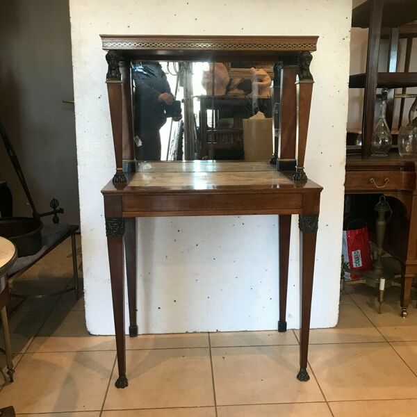 Console a fond de miroir d'époque empire en acajou xix siècle