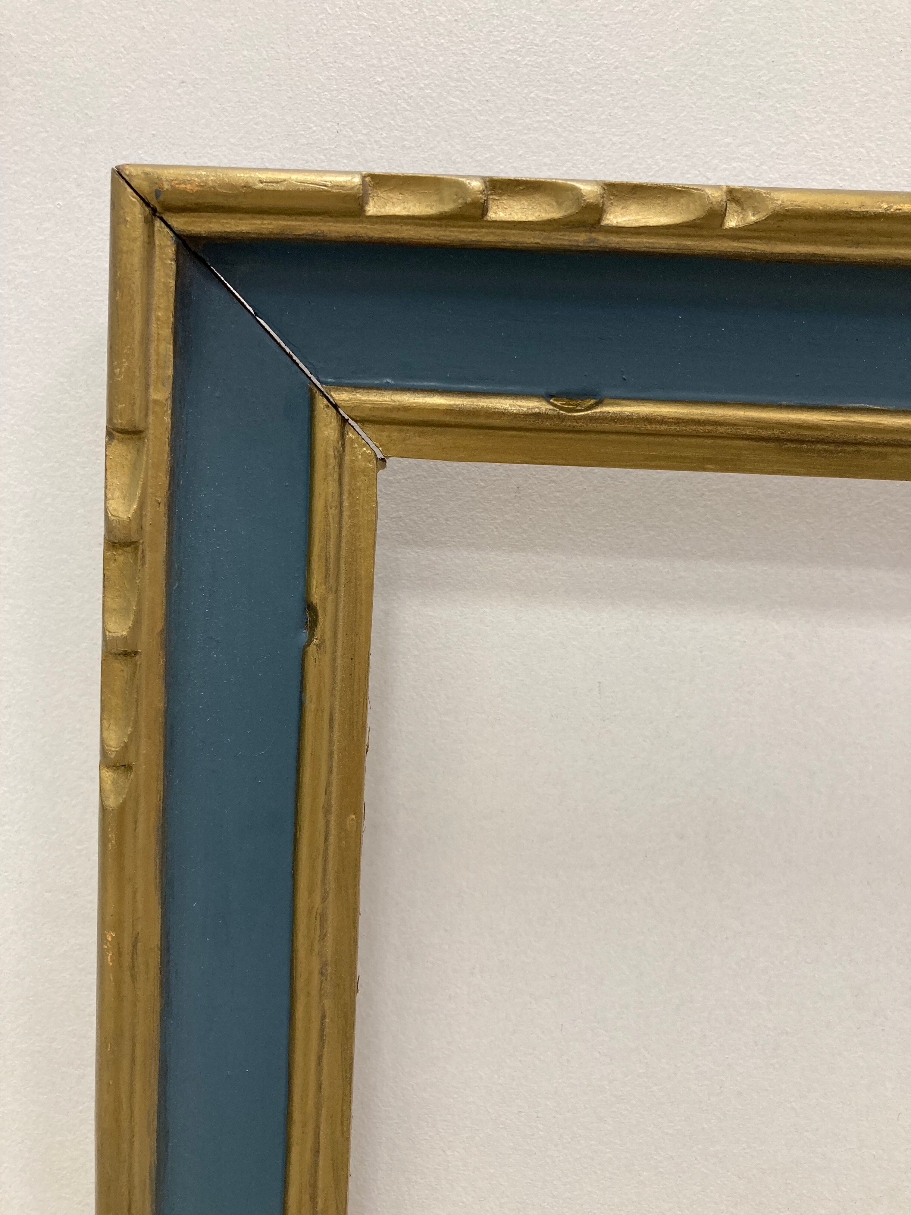 Cadre vintage bleu et or