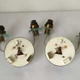 Pair of glass and mirror sconces