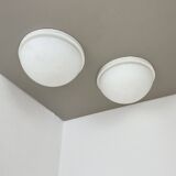 Set of 2 metal and glass Wall ceiling Lights by Glashütte Limburg, Germany,
