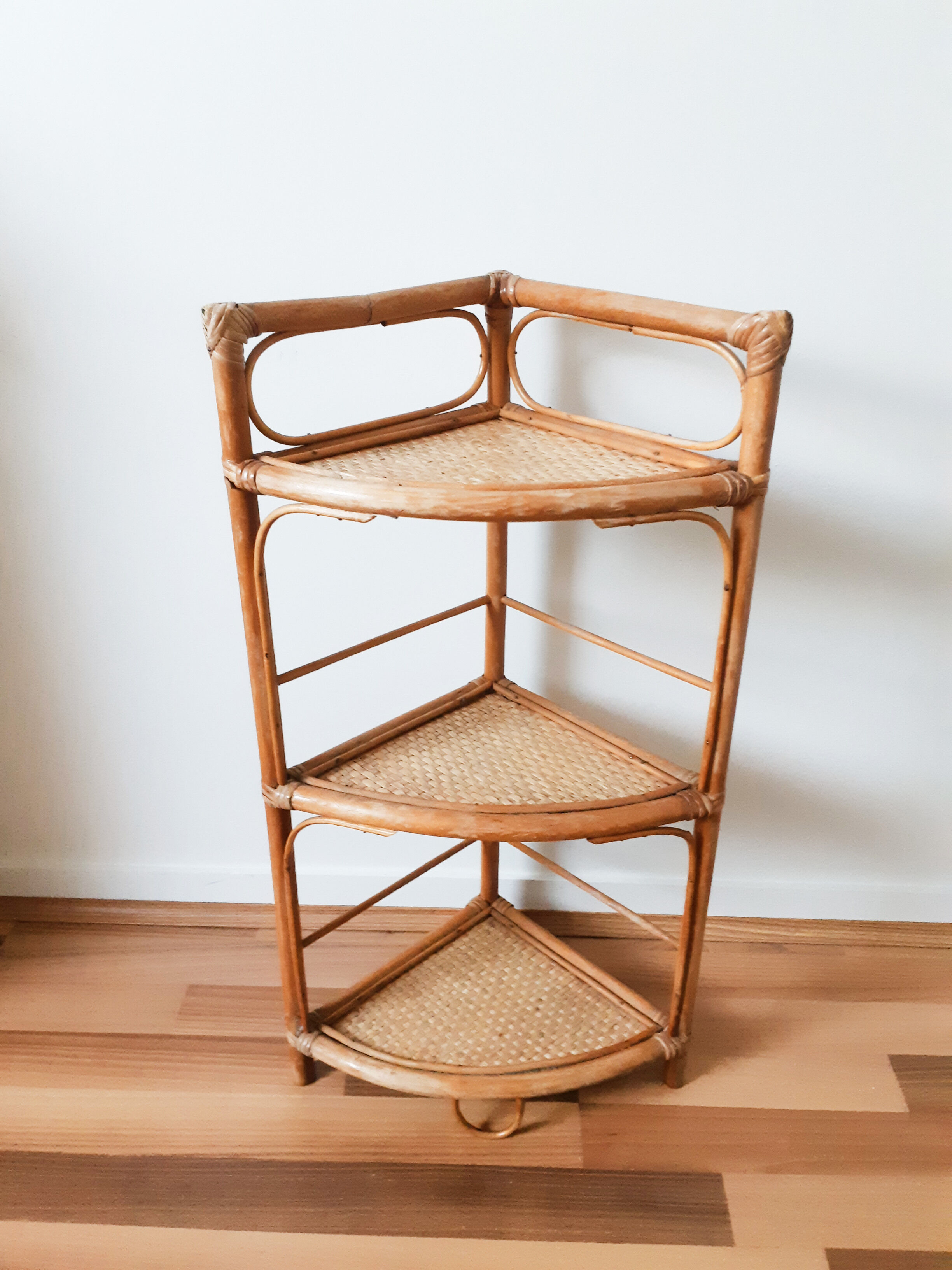 Rattan corner shelf , 50s , vintage French