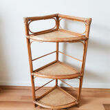 Rattan corner shelf , 50s , vintage French