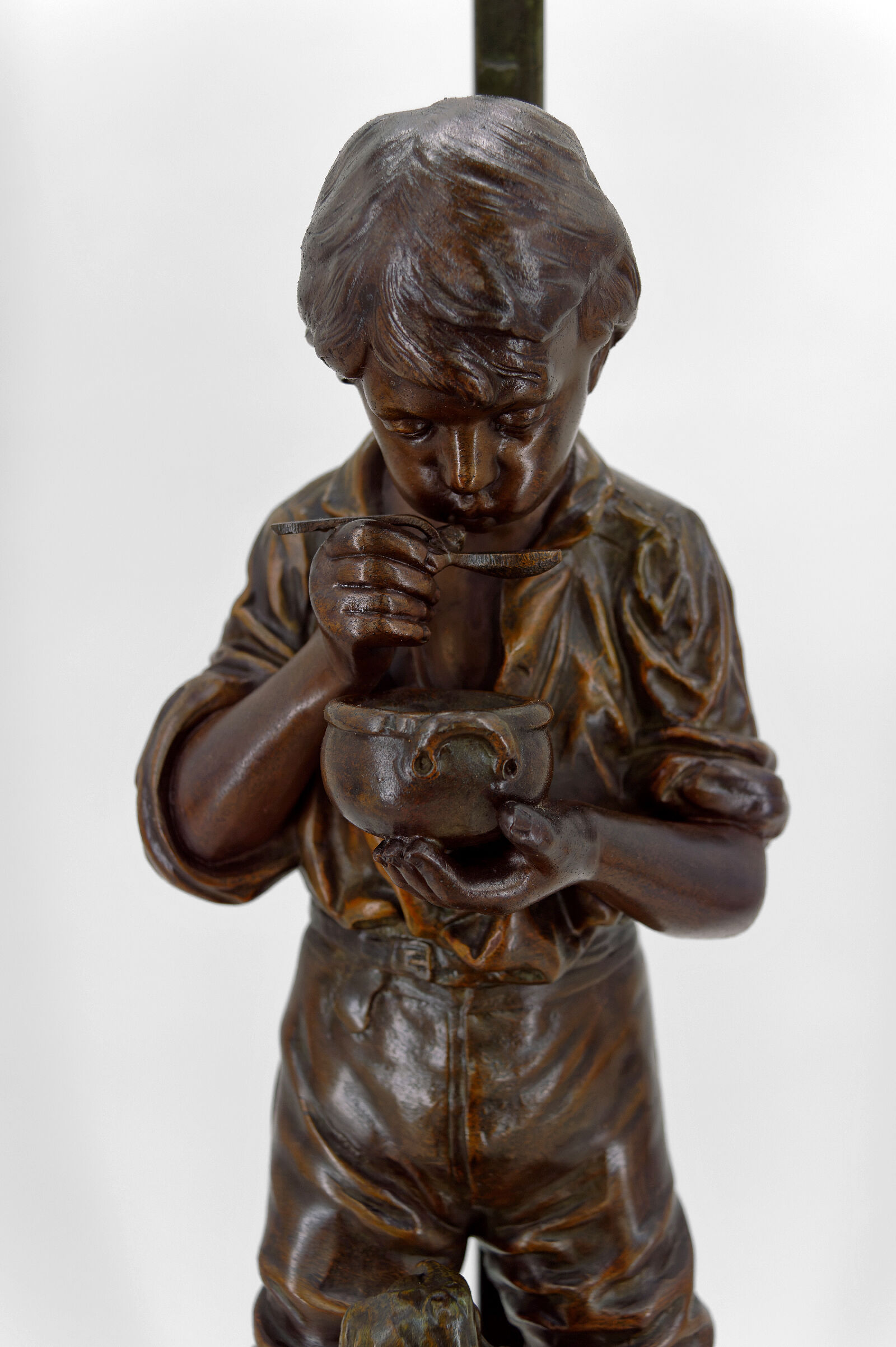 Lamp "La Bonne Soupe" by Victor Rousseau, Art Nouveau, circa 1900