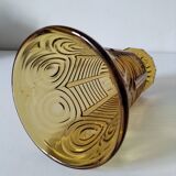 Art Deco vase in molded pressed glass, amber color