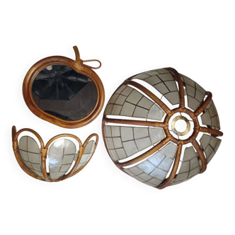 Bamboo and mother-of-pearl set