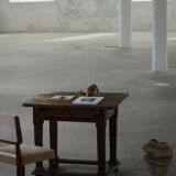 Primitive side table from the early 19th century in pine, Danish baroque cabinetmaker.