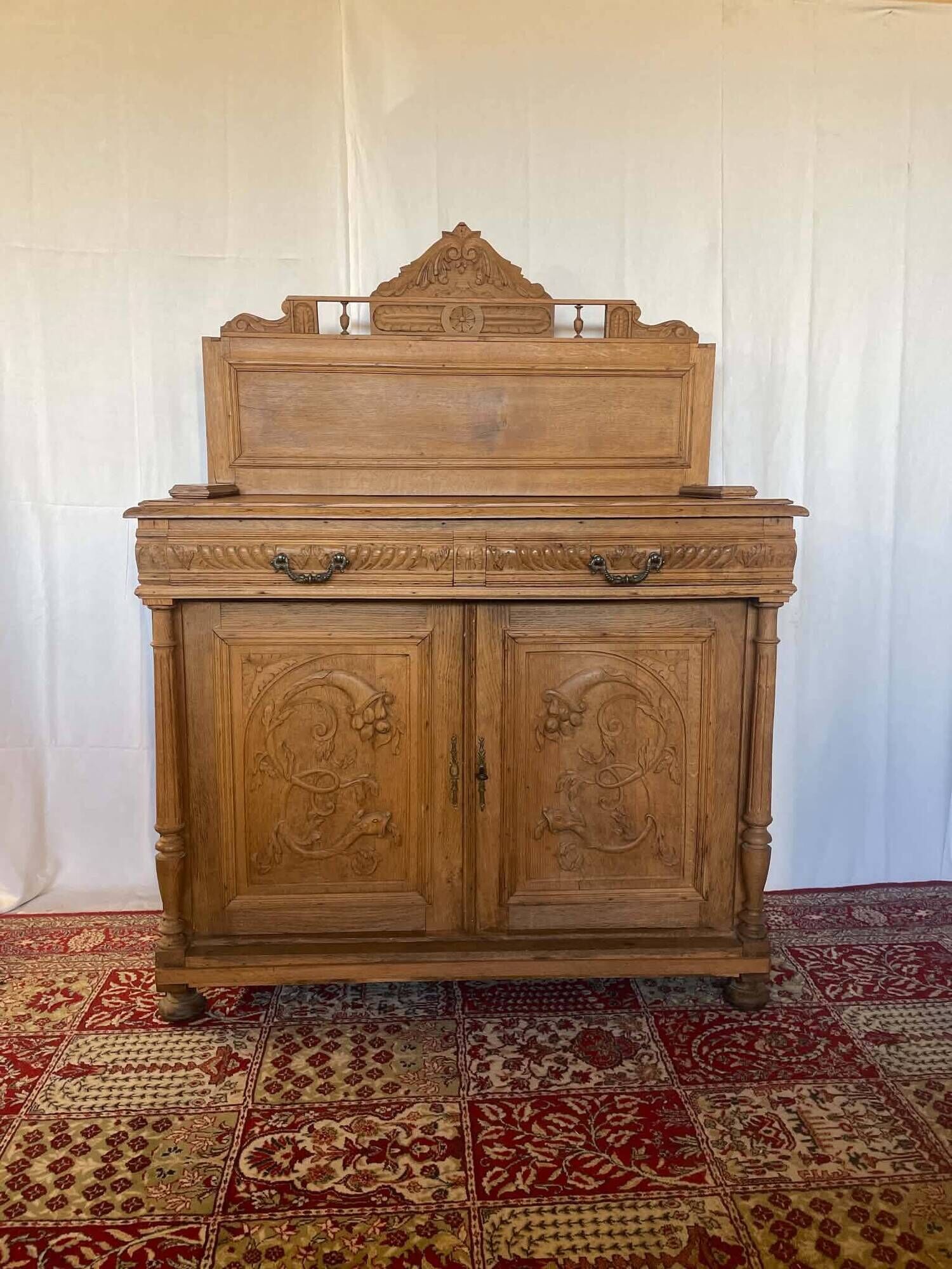 Antique Henri II / Neo-Renaissance buffet in carved solid oak