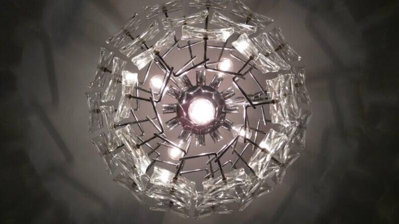 Big Design Glass Chandelier - Kinkeldey, 1970s