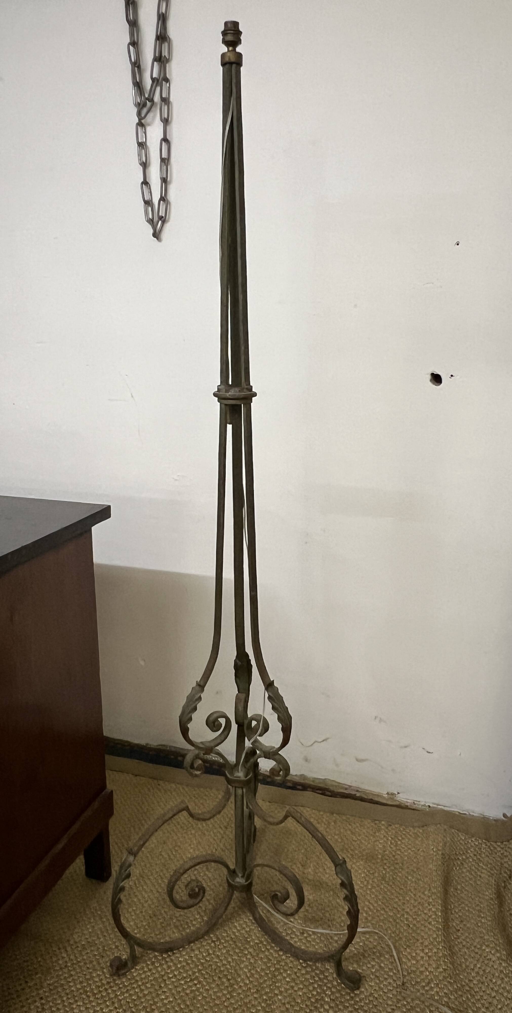 Art Deco wrought iron floor lamp base from the 1940s