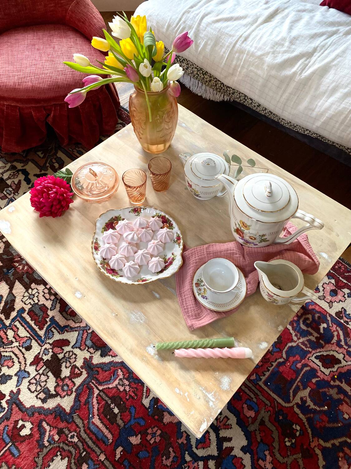 Farmhouse coffee table in antique weathered wood