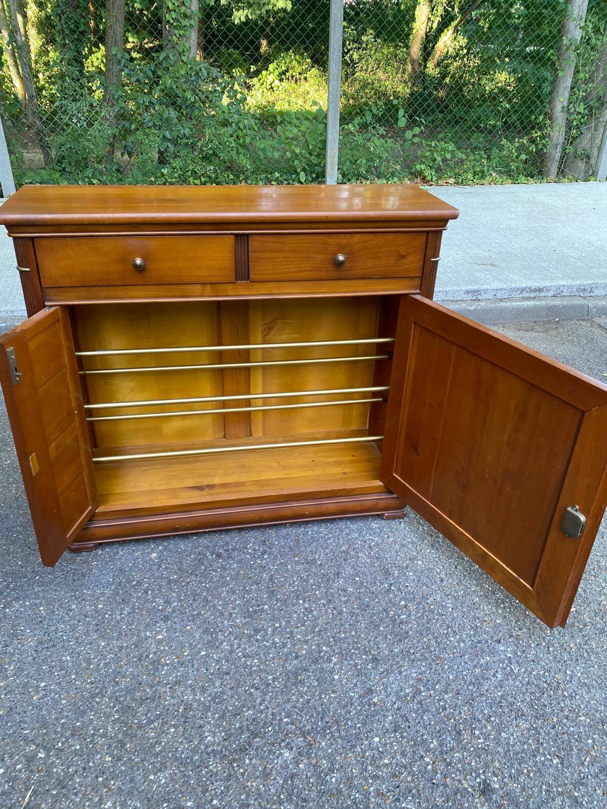 Solid wood shoe cabinet Louis Philippe Directoire 80s