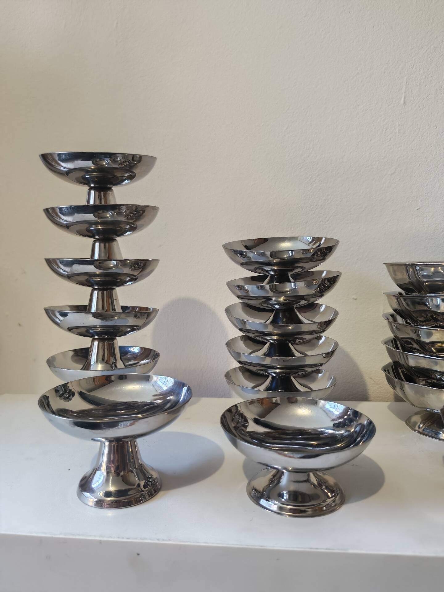 18 low sorbet cups in stainless steel chrome