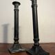 Pair of removable patinated brass candlesticks
