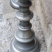 Pair of 70s Kaiser Leuchten lamps in brushed metal with original shades