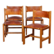 Ensemble de 4 chaises Maison Regain en orme et cuir, 1980