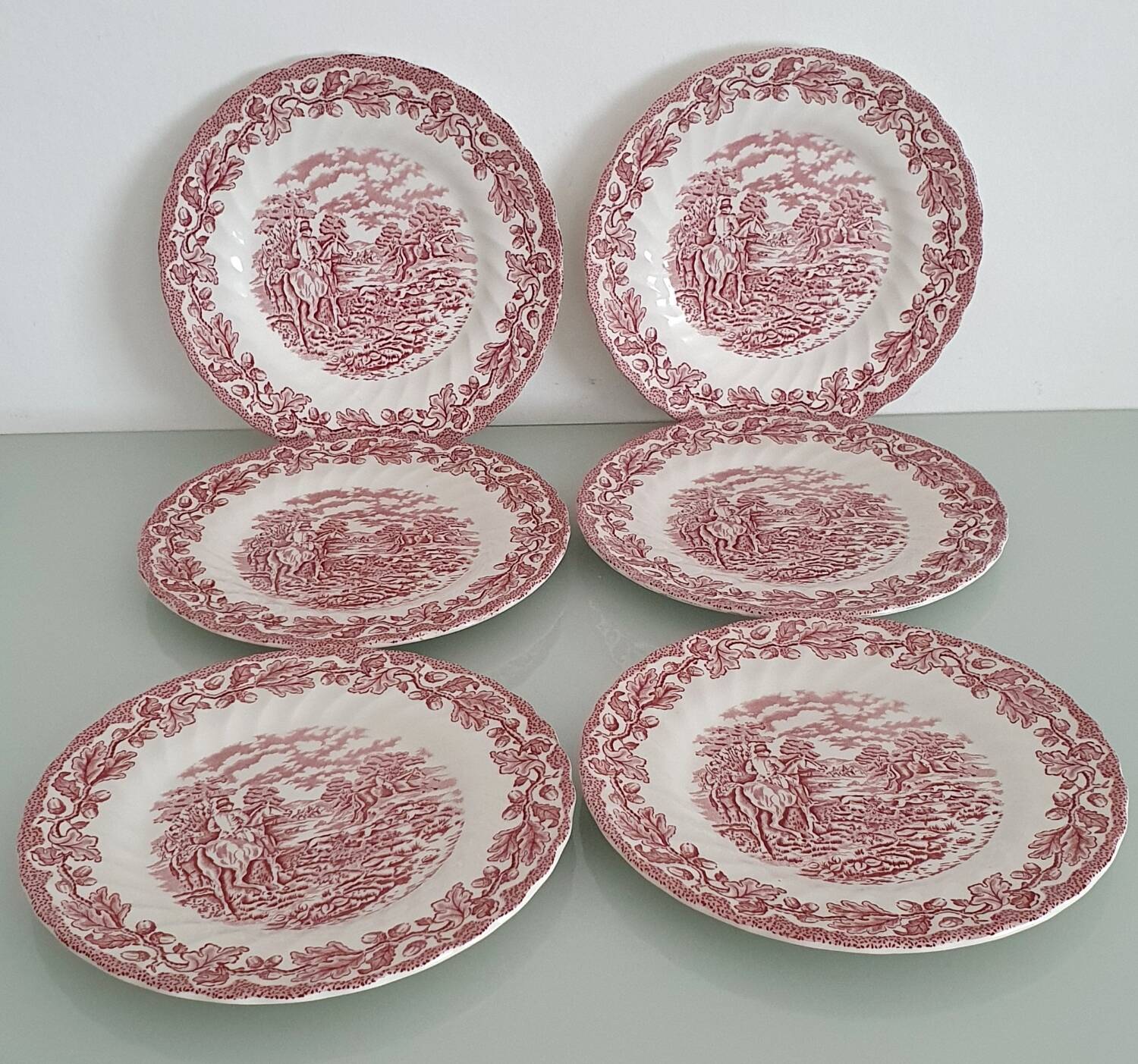 Set of 6 Myotts "Country Life" dessert plates