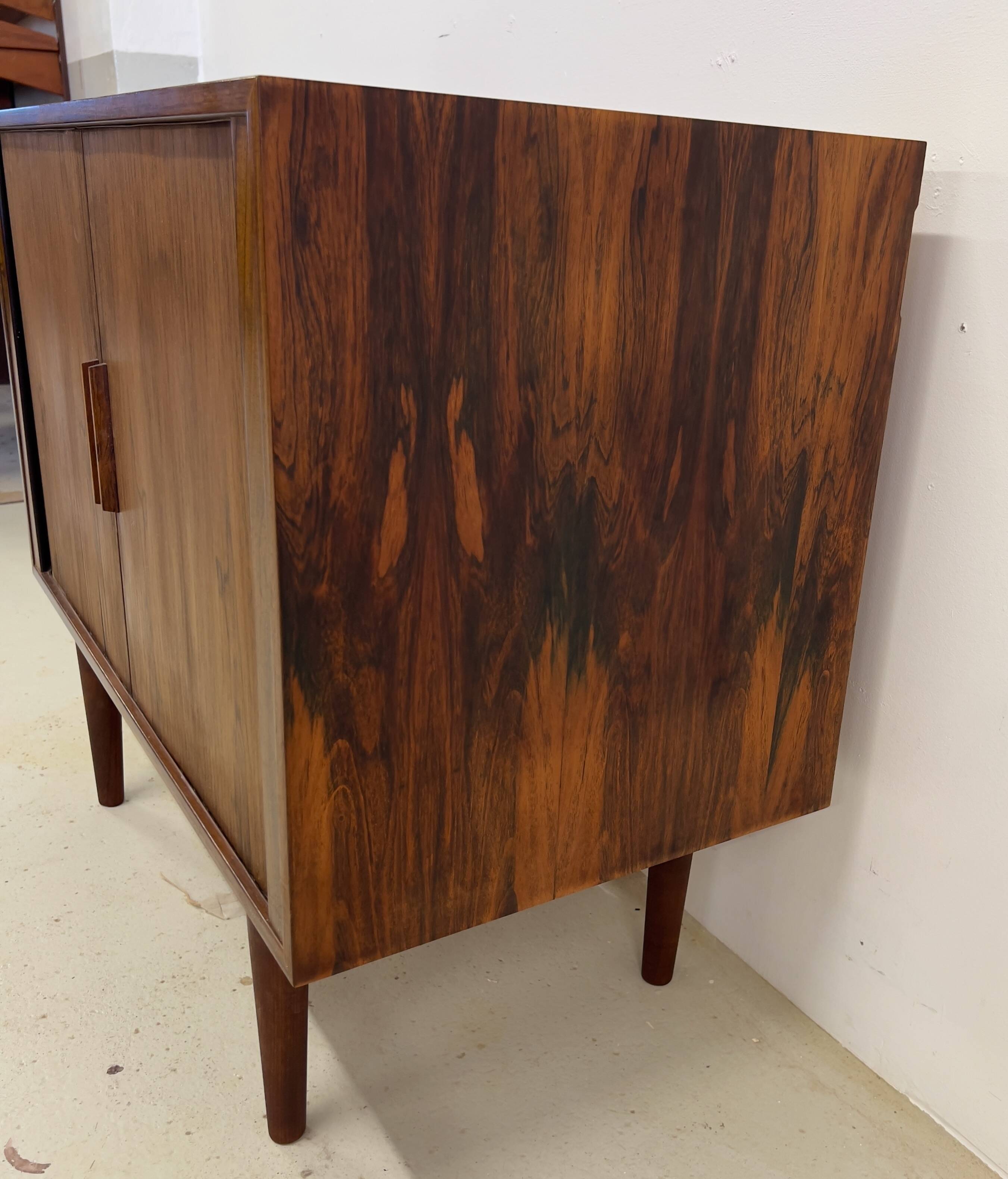 Rosewood Tambour Door Cabinet By Kai Kristiansen For Feldballes