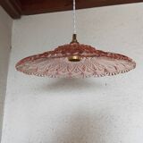 Vintage pink molded glass pendant light