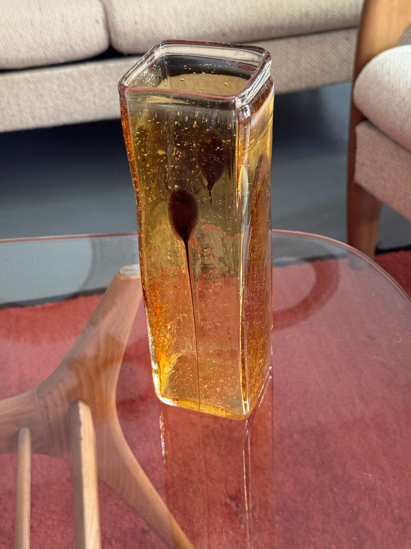 Orange square vase from the 70s.