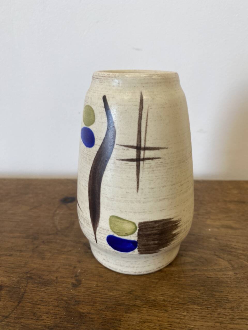 Duo de petits vases abstraits, ton écru, West Germany, 1960