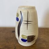 Duo de petits vases abstraits, ton écru, West Germany, 1960