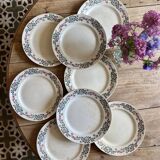 Set of 8 flat plates vintage model Cécile de HBCM