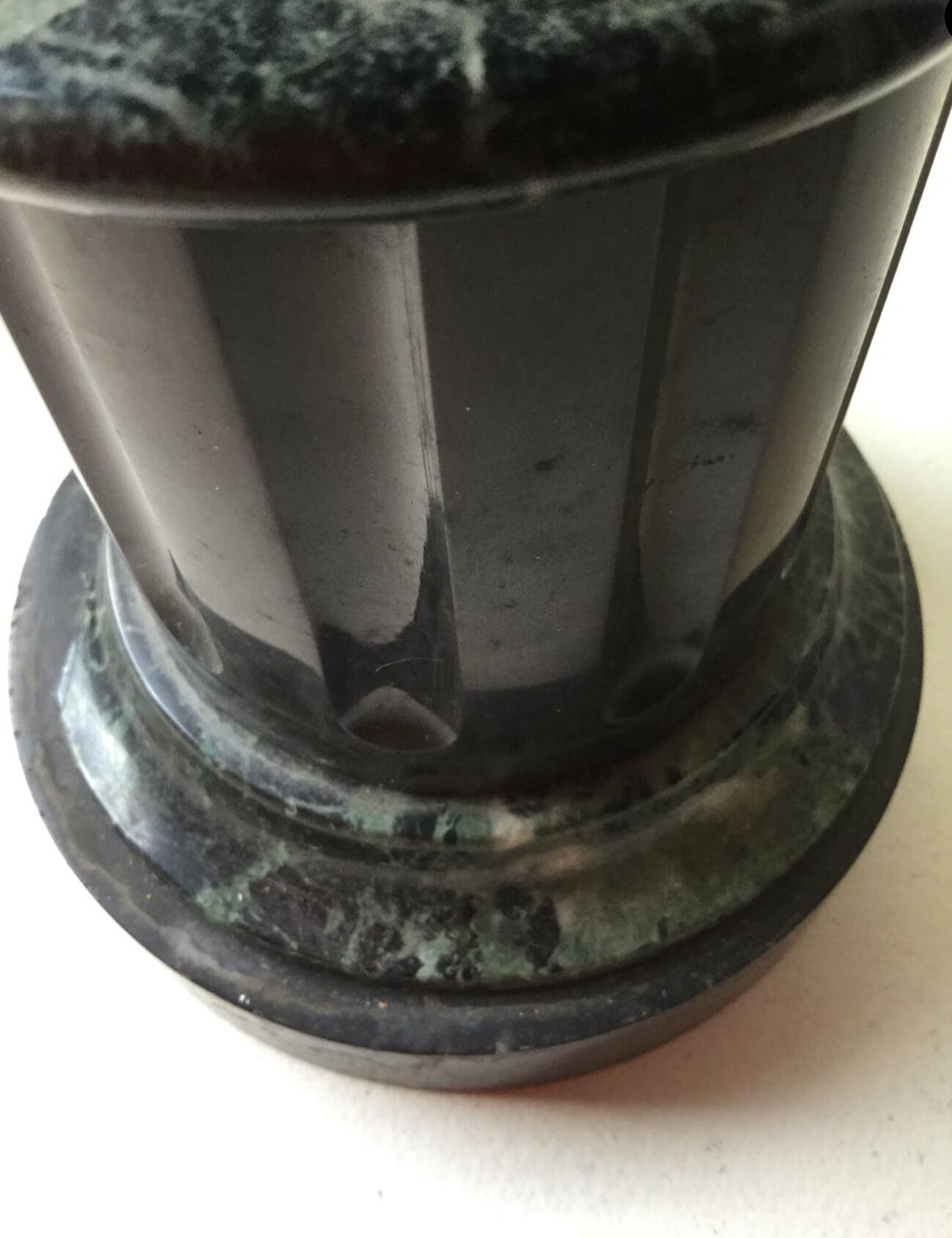 Black marble candlestick.
