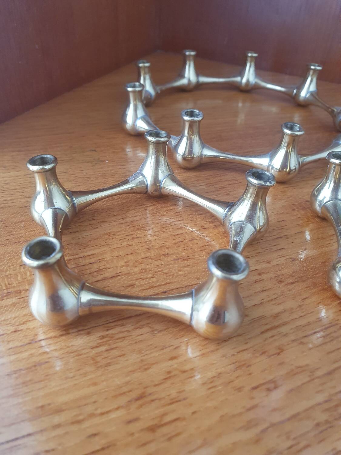 Vintage set 3 Danish Design brass candle holder by Jens Quistgaard