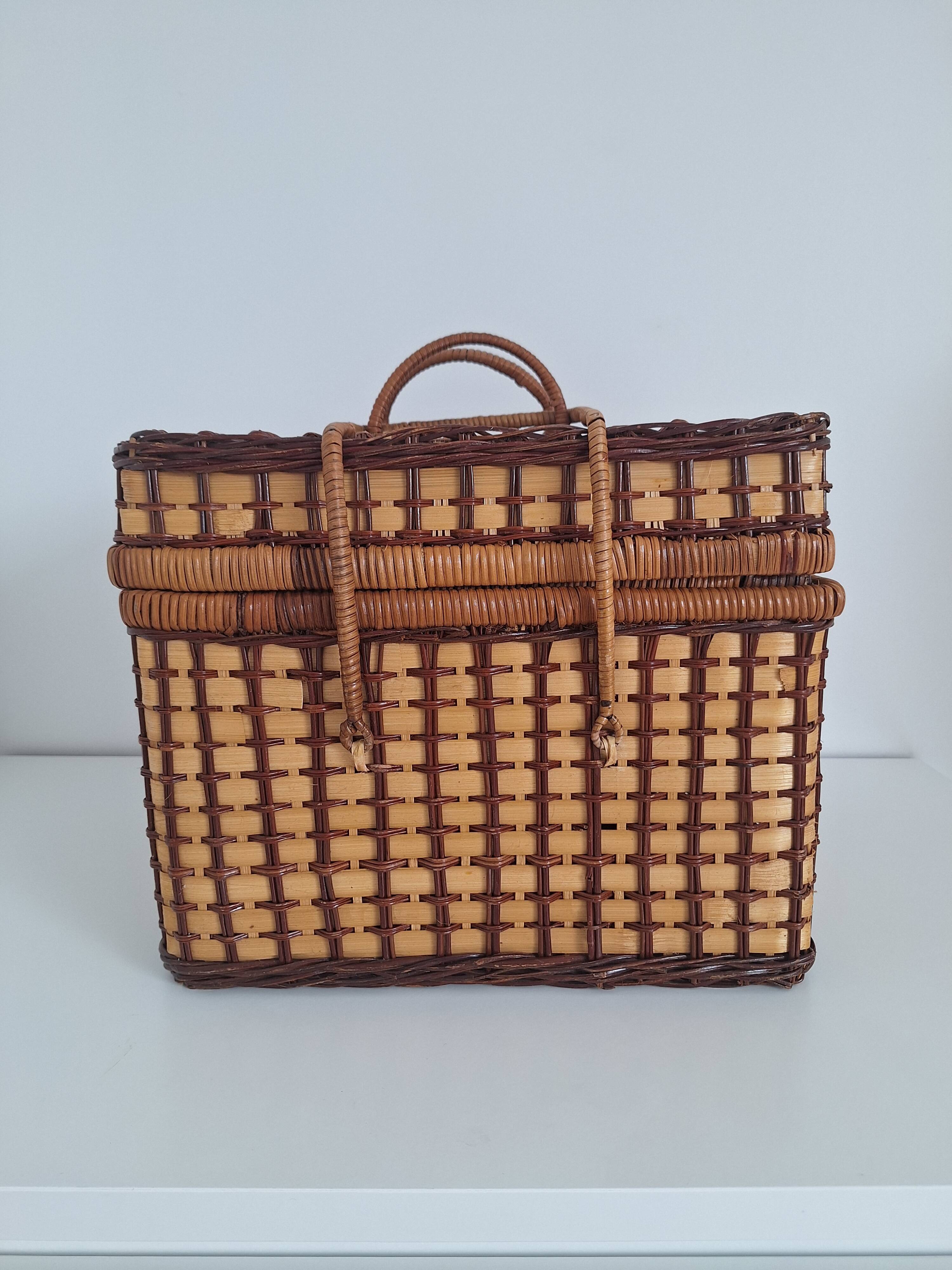 Vintage wicker suitcase