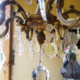 Antique bronze and crystal chandelier
