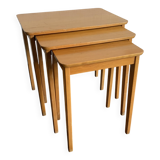 Vintage 1960s nesting tables, light wood coffee table - 52 x 55 x 3
