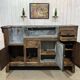 Early 20th-century oak bar counter with period zinc and tin cladding.