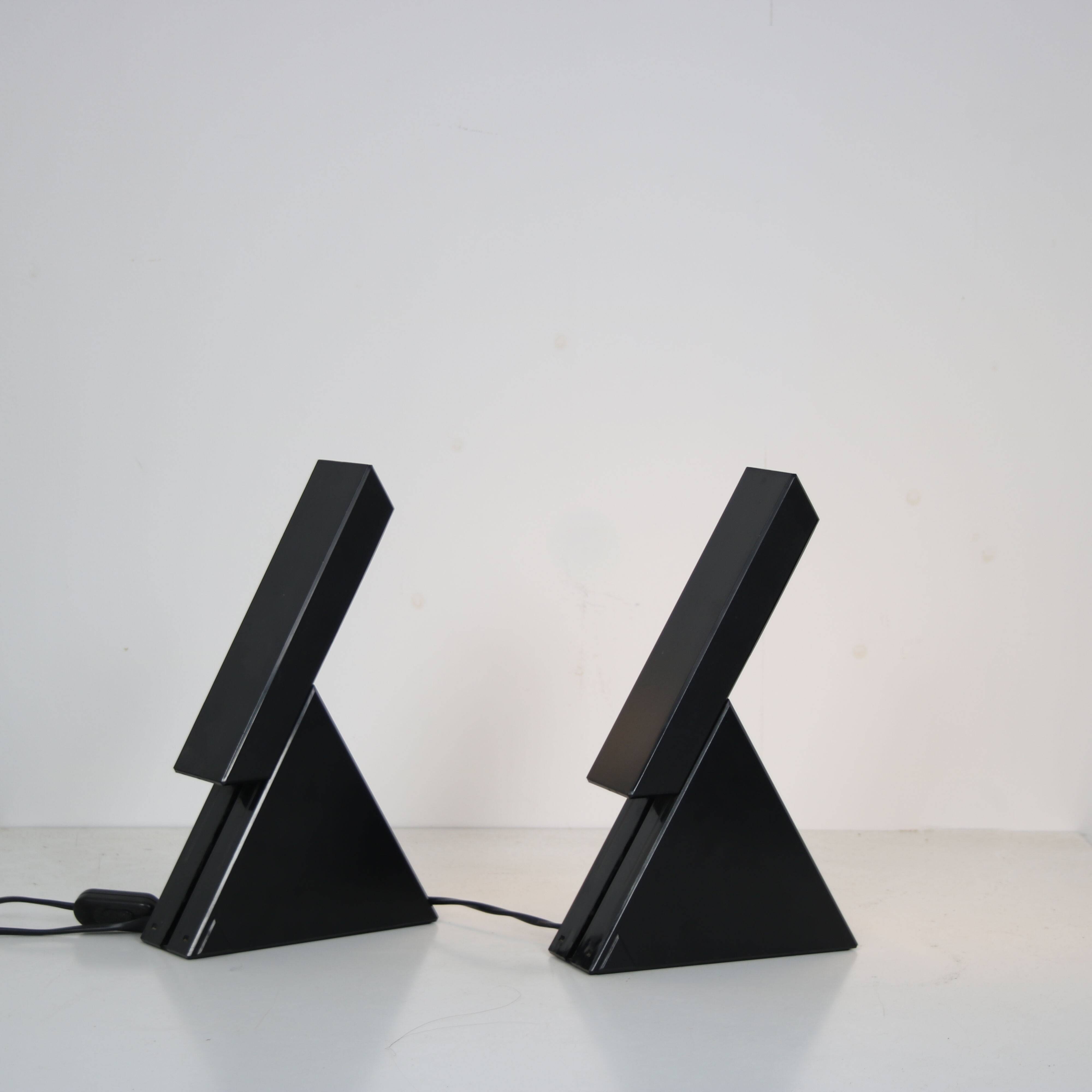 1980s Pair of “Delta” table lamps by Mario Bertorella for JM RDM, Italy