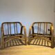 Pair of vintage rattan bamboo armchairs