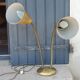 Designer desk lamp in gold metal 2 flexible arms from the 70s