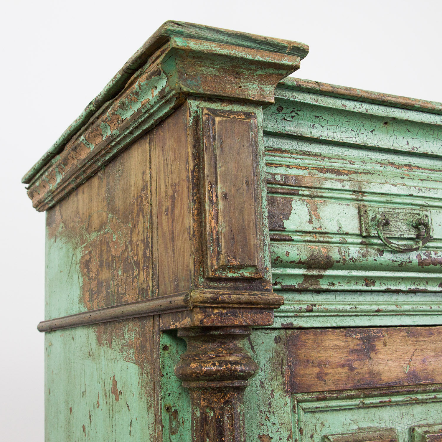 Green French antique cabinet