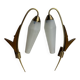 Pair of wall lights in brass, wood and opaline glass, 1950s/60s