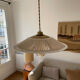 Suspension Parasol raphia et metal doré