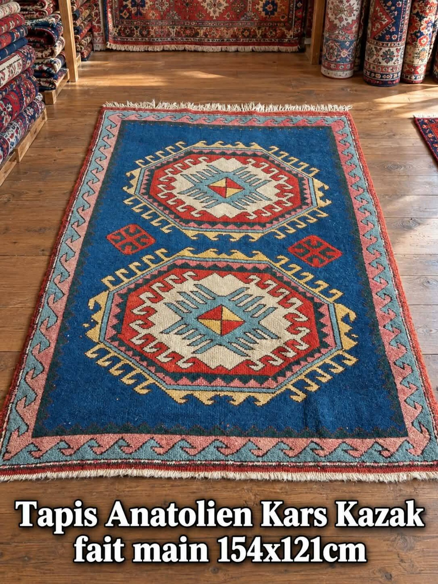 Tapis Anatolien Kars Kazak fait main 154x121cm